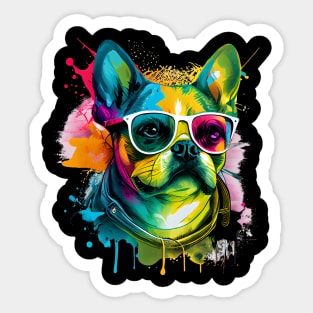 Colourful Cool French Bulldog ( Pug )Dog with Sunglasses. Sticker